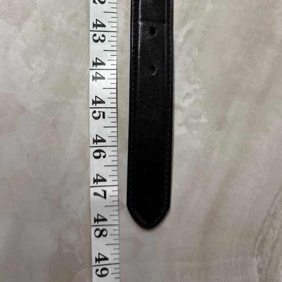 L. L. Bean Mens Black Leather Chino Belt Solid Brass Silver Tone Buckle Size 40 - Picture 7 of 7